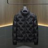 2025 European Style Men's Trendy Dark Floral Stand Collar Down Jacket