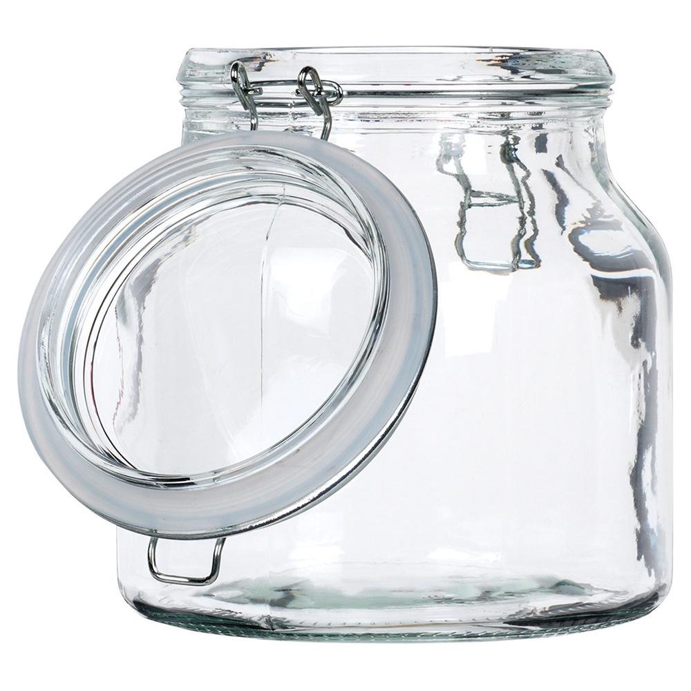 Patent Glass Kitchen Container Jar with Food Clip 2.4L