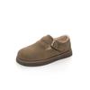 Buckle Women's Velvet Warm Cotton Shoes Autumn and Winter New Leather Casual Flat Cute