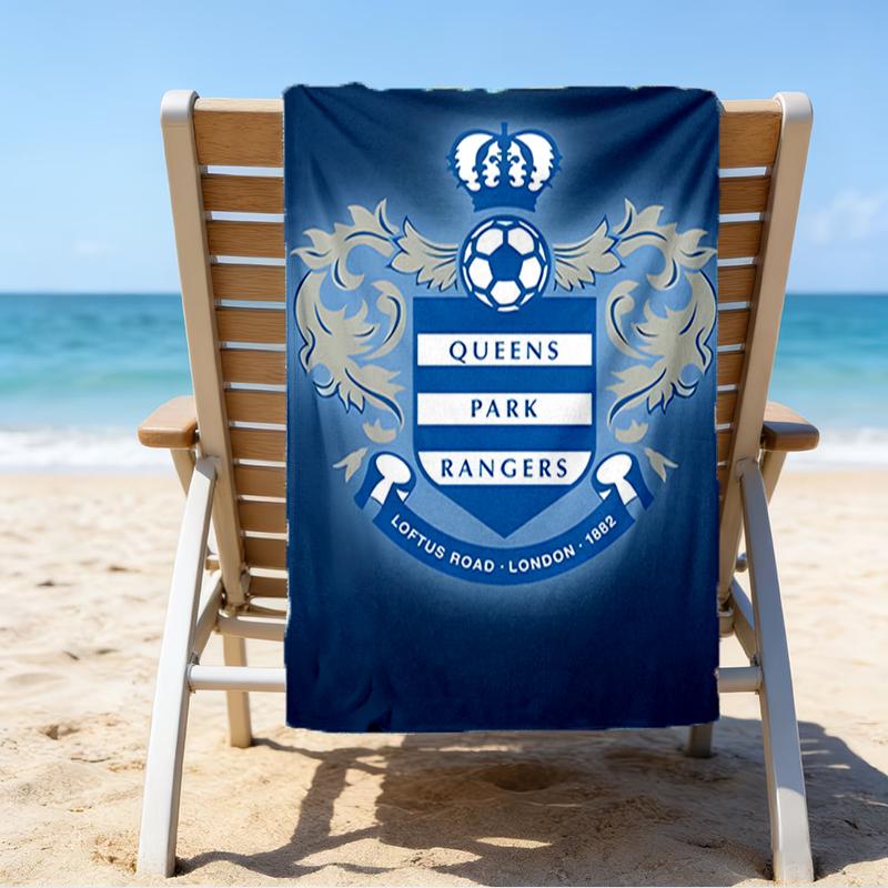 Queens Crest Football Beach Towel - Soft, Absorbent Microfiber, Lightweight, Ideal for The Beach, Parties, Travel, Camping fan gifts