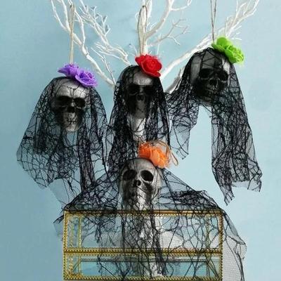 Schaumstoff Schädel Braut Kleidung Knochenkopf Szene Layout Requisiten Halloween Schädel Hängende Ornamente Heimdekorationen Festival Partyzubehör