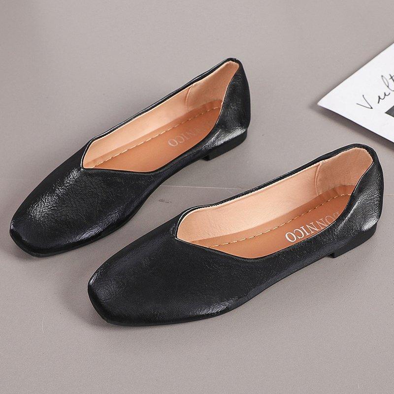 Spring and Autumn New Retro Single Shoes Women's Square Head Shoes Flat Work Shoes Grandma Shoes