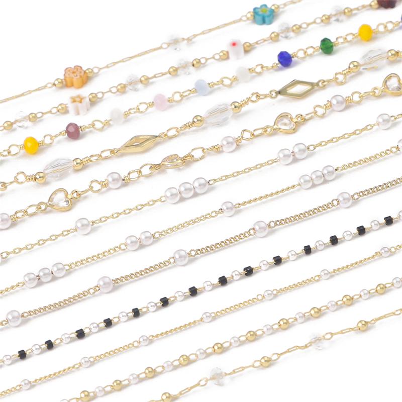 Abalorio de cadena de mano de cobre de 50cm para DIY, collar, pulsera, accesorios para hacer joyas, suministros hechos a mano