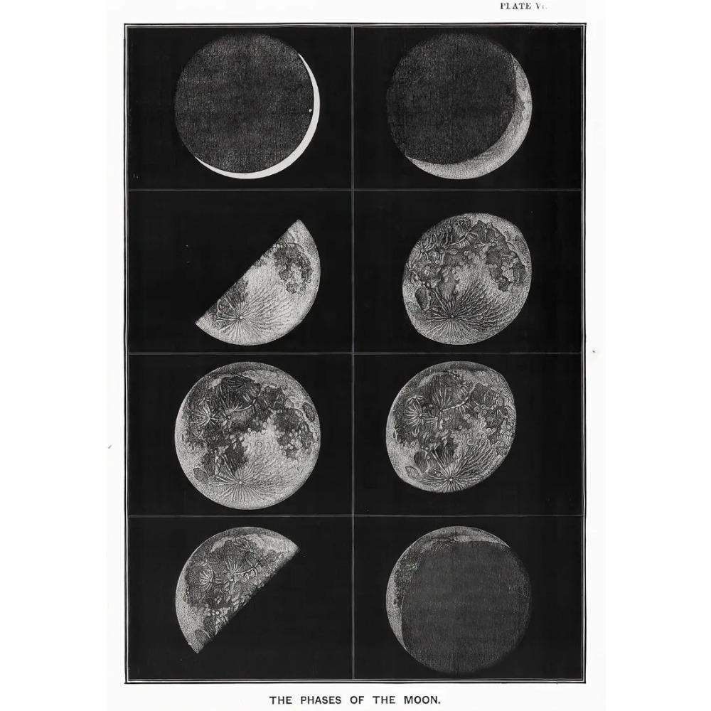 Prints Painting Solar System Map Moon Phases Lunar Chart Posters Wall Art Poster Room Home Decor Vintage Space Astronomy Canvas