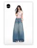 2026 Spring Women's Retro Wide-Leg Jeans: Waistless, Versatile, Loose, Slimming, Floor-Length Pants