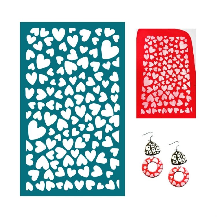 Heart Silk Screen Stencil Clay Silkscreen Print for DIY Printing Earring Scraper