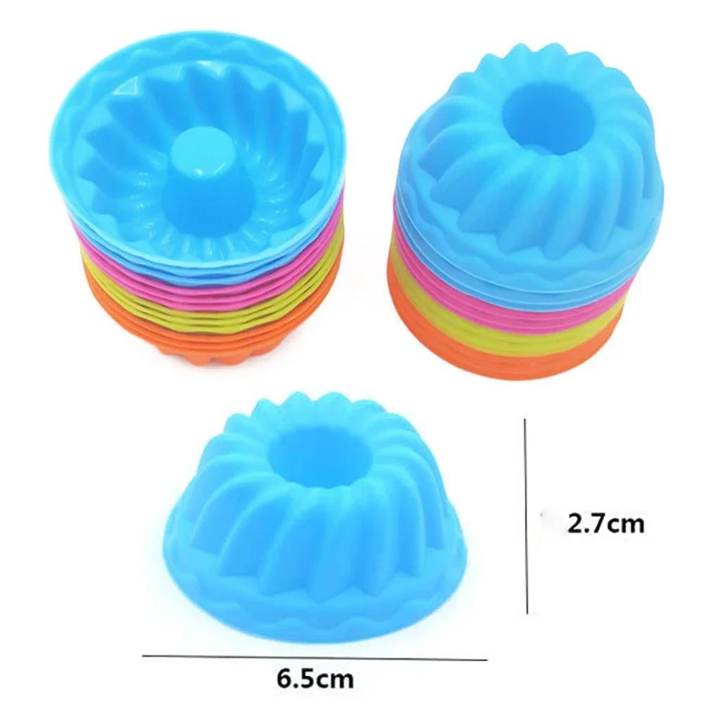 12 Packs Reusable Silicone Cupcake Liners Random Color Cupcake Baking Cups Multicolor Silicone Muffin Liners Kitchen Accessories