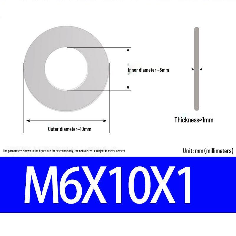 304 Stainless Steel Ultra-Thin Flat Washer, Thickness: 0.1/0.2/0.3/0.4/0.5 Mm, Sizes M1-M8