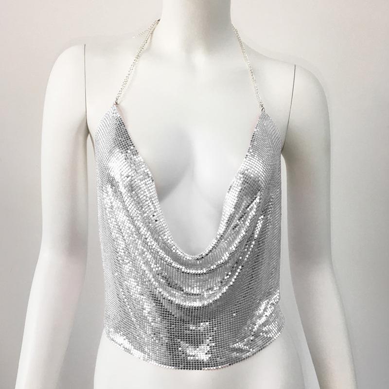 European & American Sexy Sequin Top - Women's Nightclub Party Wear 
