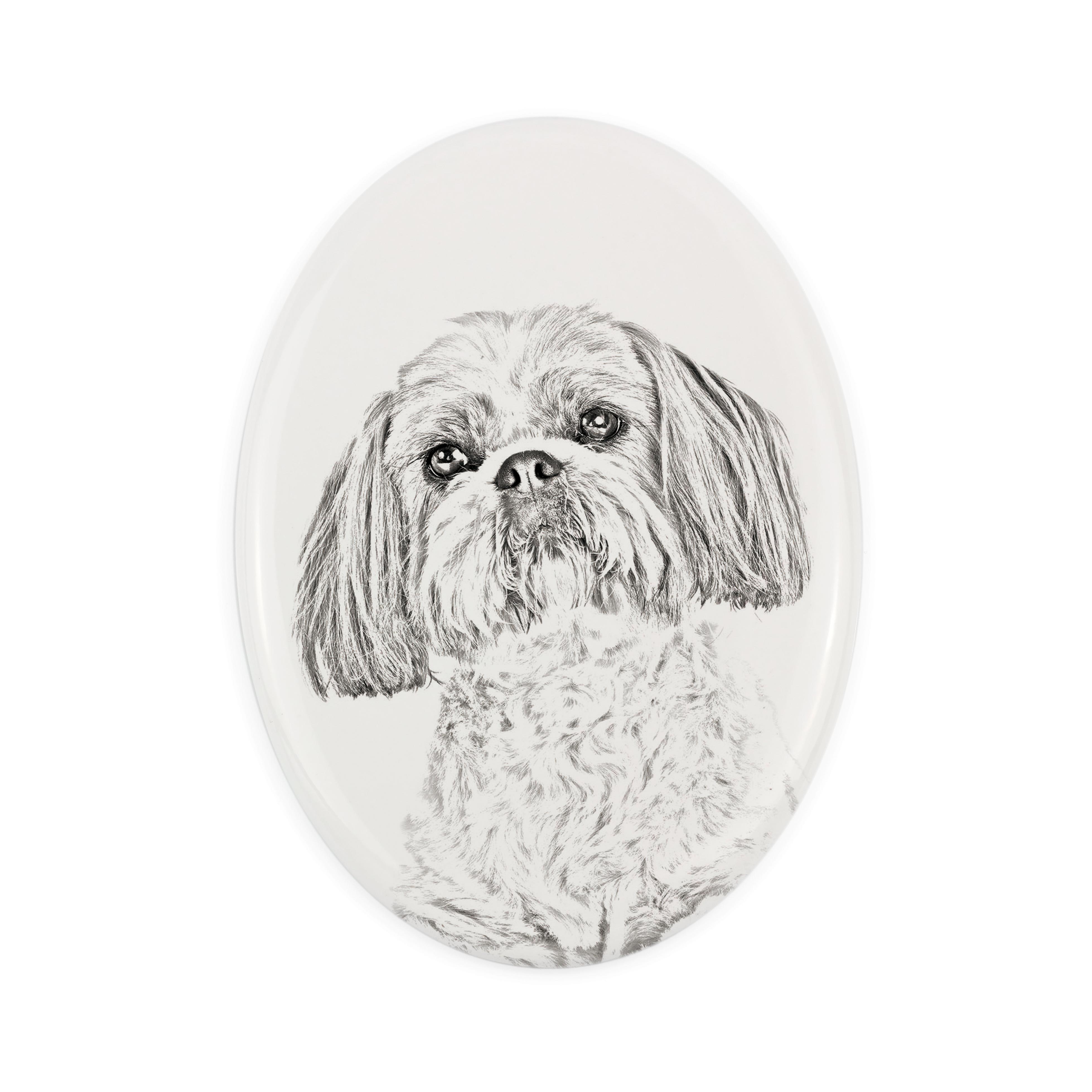 

Shih Tzu, Chrysanthemum Dog - commemorative plaque with a photo of a dog, tombstone with a print, personalized oval plaque from the Art-Dog brand