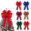 Velvet Christmas Bow Pendant Glitter Gold Edge Ribbon Bow Ornament  For Christmas Tree