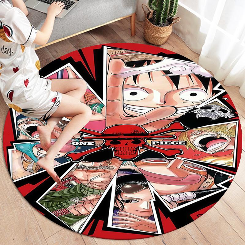 One Piece Monkey D Luffy Round Area Rug Carpet Rug For Living Room Bedroom Sofa Playroom Decor Nonslip Floor Mat