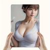HD Metall Blechschild Atemberaubendes Asiatisches Mädchen im Hellgrauen V-Ausschnitt Crop Top Vintage Poster Lässiger Fitness Stil Wandkunst Dekor für Zuhause