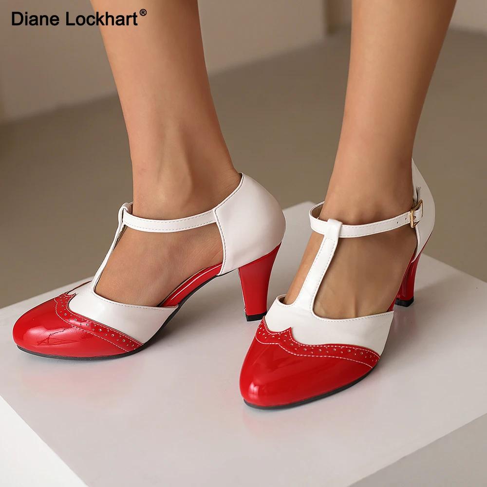 Fashion Women T-tied High Heels Mary Janes Pumps Retro Lolita Shoes Buckle Strap Wedding Bridal Shoes mujer bombas Size 34-46 Spring New