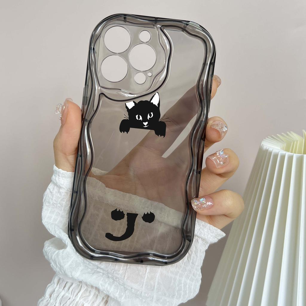 LZ12 Cat Cute Cartoon Clear Soft Wave Phone Cases for iPhone 15 13 Pro Max 12 Mini 14 8 Plus XS Max XR 6 Protection Back Cover