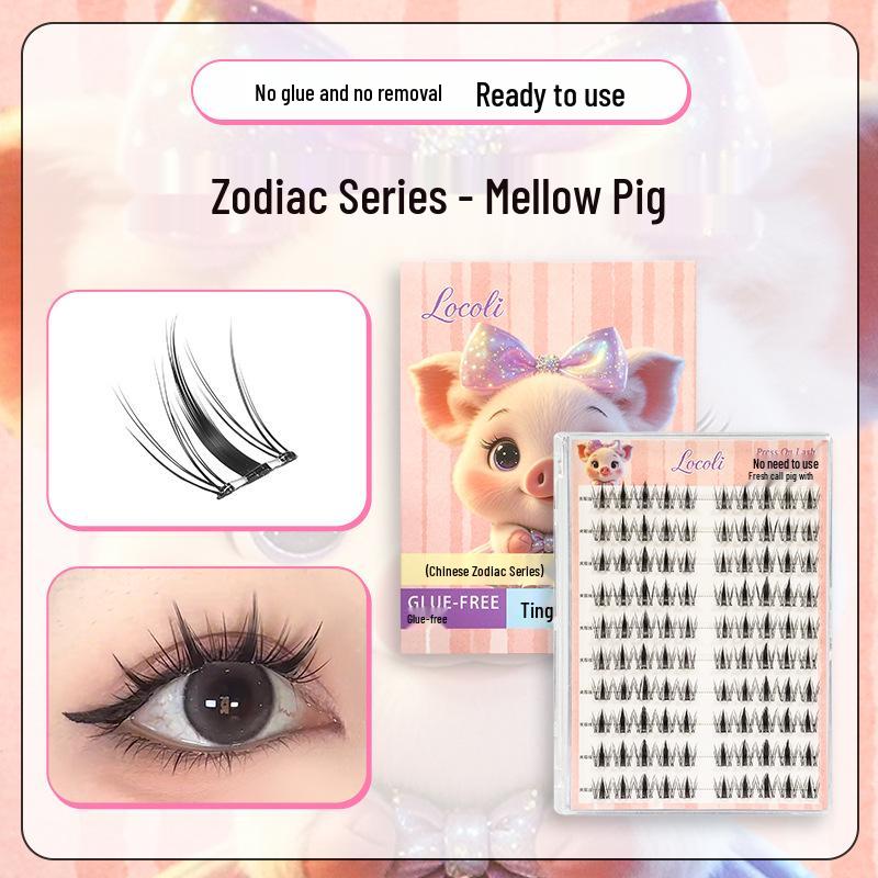 Manga Style Glue-free Self-Adhesive False Eyelashes: Wild Rabbit Clusters, Dense Curl, Large Capacity for a Natural Look