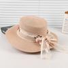 Lace Flower Flat Top Straw Hat Women'S Summer Sunscreen Sun Hat Outdoor Travel Seaside Beach Hat Fashion Top Hat