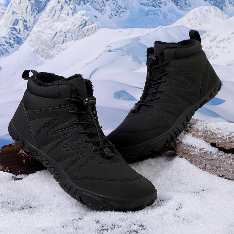 New five-finger men's snow boots barefoot piled thickened single shoes waterproof and non-slip barefoot non-slip cotton shoes