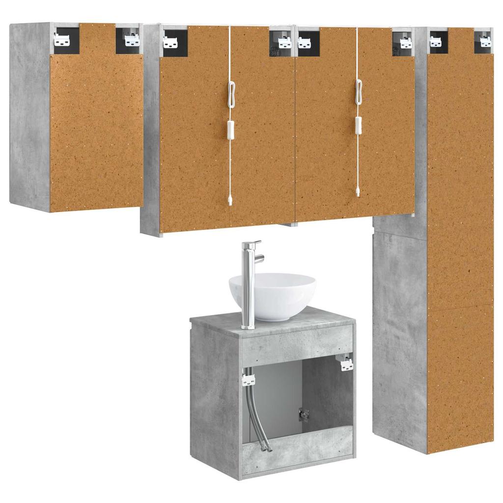Bathroom Cabinet Set 5 pcs Concrete Grey 53 x 15.5 x 70 cm