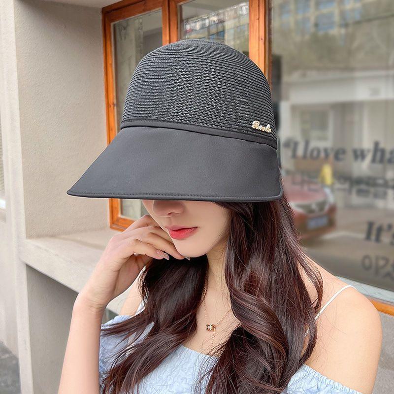 

New Big Brim Sun Protection Hat Women Korean Style Hat Riding Summer Sun Hat Fashion Sports Cute Fisherman Hat Black