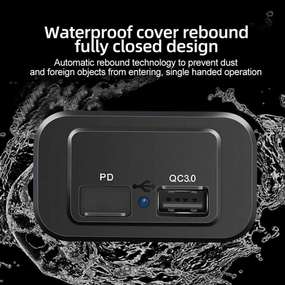 Dual USB Car Charger Socket QC3.0 PD Quick Charger Outlet Panel Power Adapter Waterproof 12V/24V For Camper Caravan Accessories