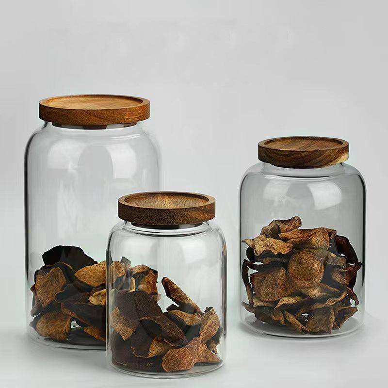 Airtight Glass Jar for Tangerine Peel, Tea, Dried Fruit Storage