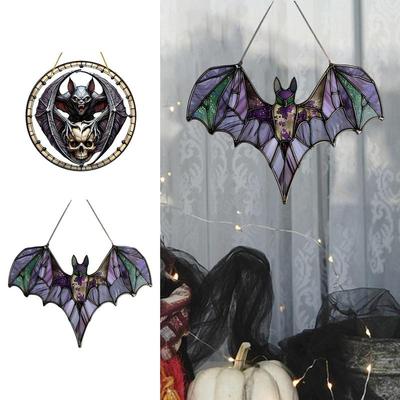 Halloween Bat Ornaments 2D Acrylic Wall Art Decor Halloween Decoration Decorative Pendant For Living Room Home Kitchen