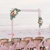 2 Stück Hochzeitstor Künstliche Blumen Hängende Fake-Blumen-Girlande Set für Hochzeits-Willkommensschilder Empfangs-Zeremonie Dekoration Rosa