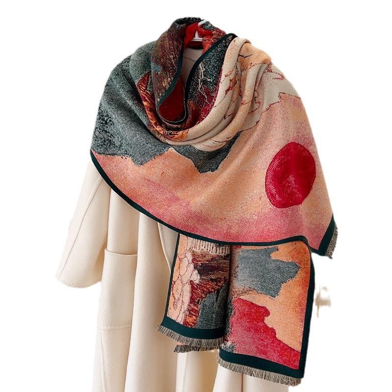 Autumn and winter new jacquard scarf high-end imitation cashmere shawl light luxury thickened warm scarf