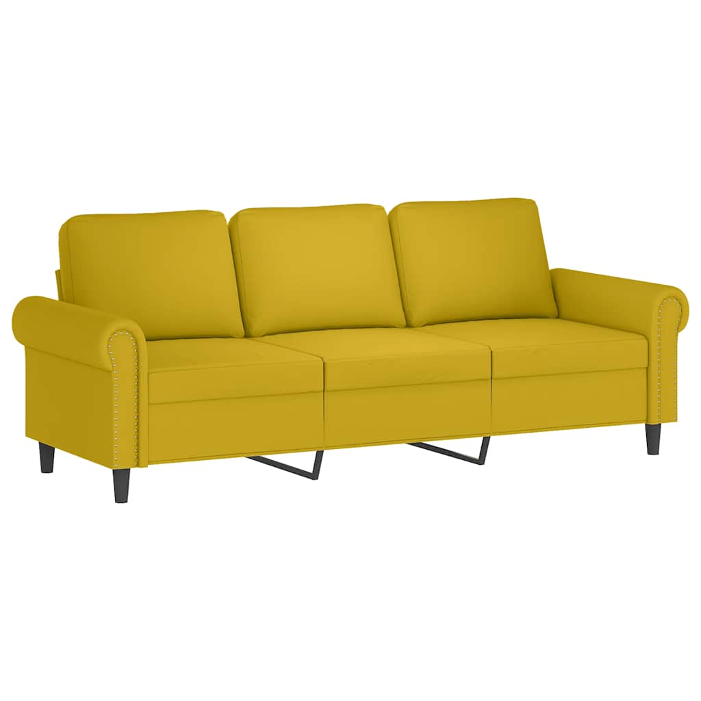 2 Piece Sofa Set with Cushions Yellow Velvet