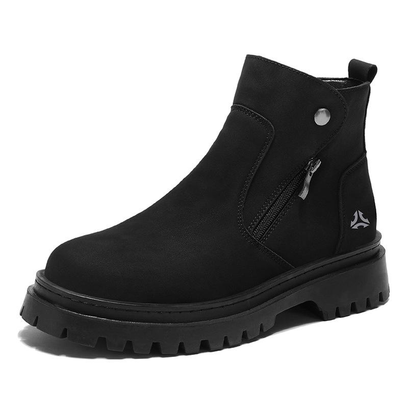 Autumn 2025 Fashionable Men Shoes Men's Ankle Boots High Top Side Zipper Casual Shoes Outdoor Chelsea Boots Men Motorcycle Shoe