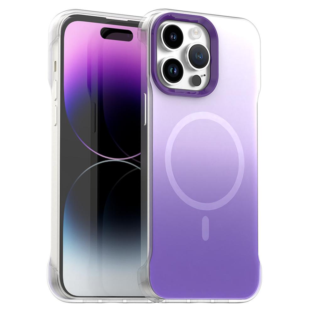 For iPhone 14 Pro Max Magnetic Case Gradient Design Borderless IMD TPU+PC+PET Phone Cover