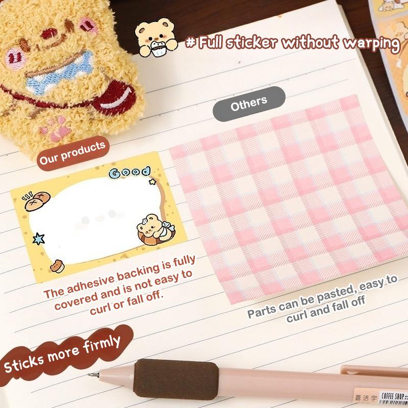 128Stickers/Box Kawaii Butter Bear Sticky Notes Pull-Out Box Sticky Note Convenient Stick Stationery Cute Fully Sticky Note Pad