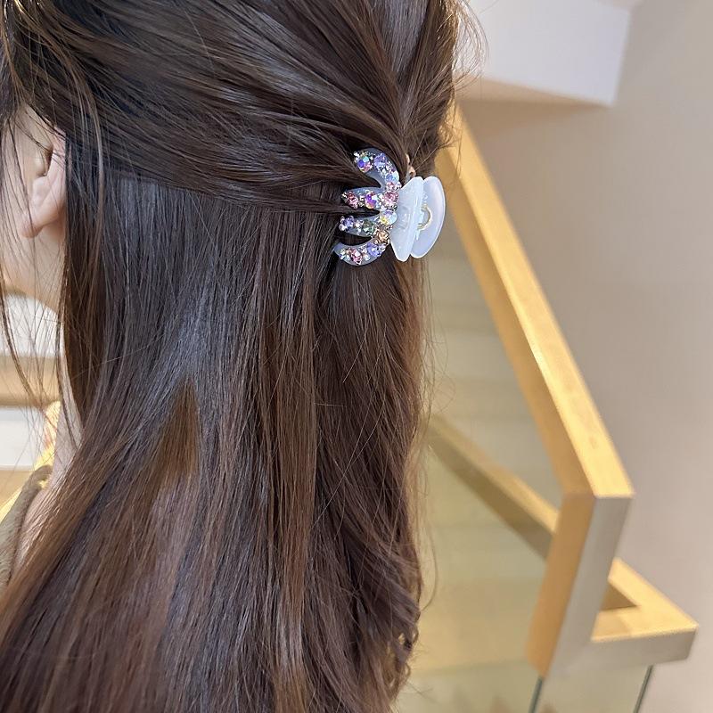 Korean Delicate Miniature Pumpkin Rhinestone Hair Clip, Sweet and Cute Versatile Small Grab Clip, Bangs Clip, Ponytail Clip