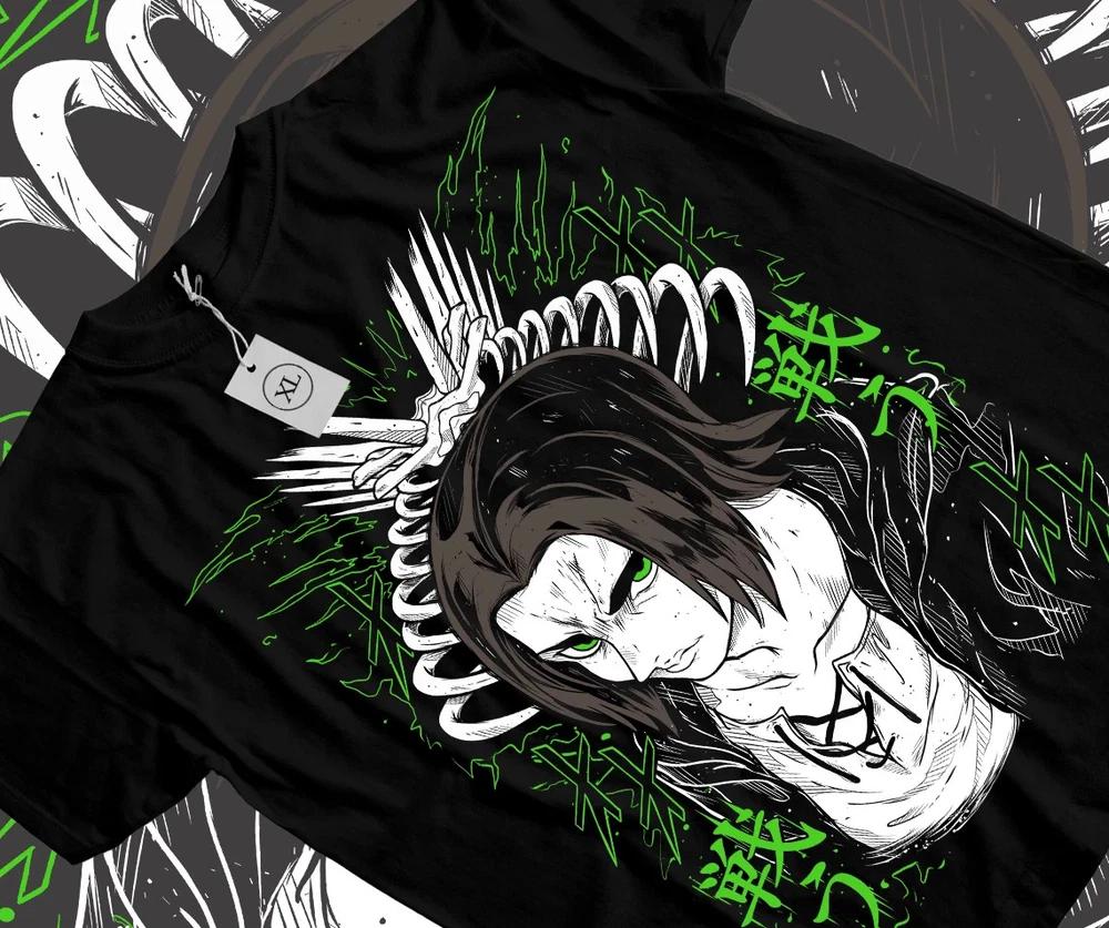 Eren TShirt Attack On Titan Mikasa Girl Horror Levi Anime AOT Shirt Black S