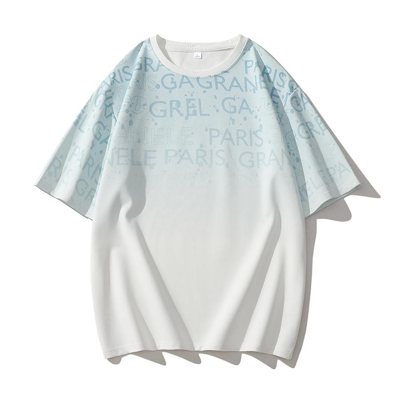 Dm Summer Short Sleeved Printed T-shirt for Men's Shoulder Length Half Sleeved Casual Round Neck Loose Top