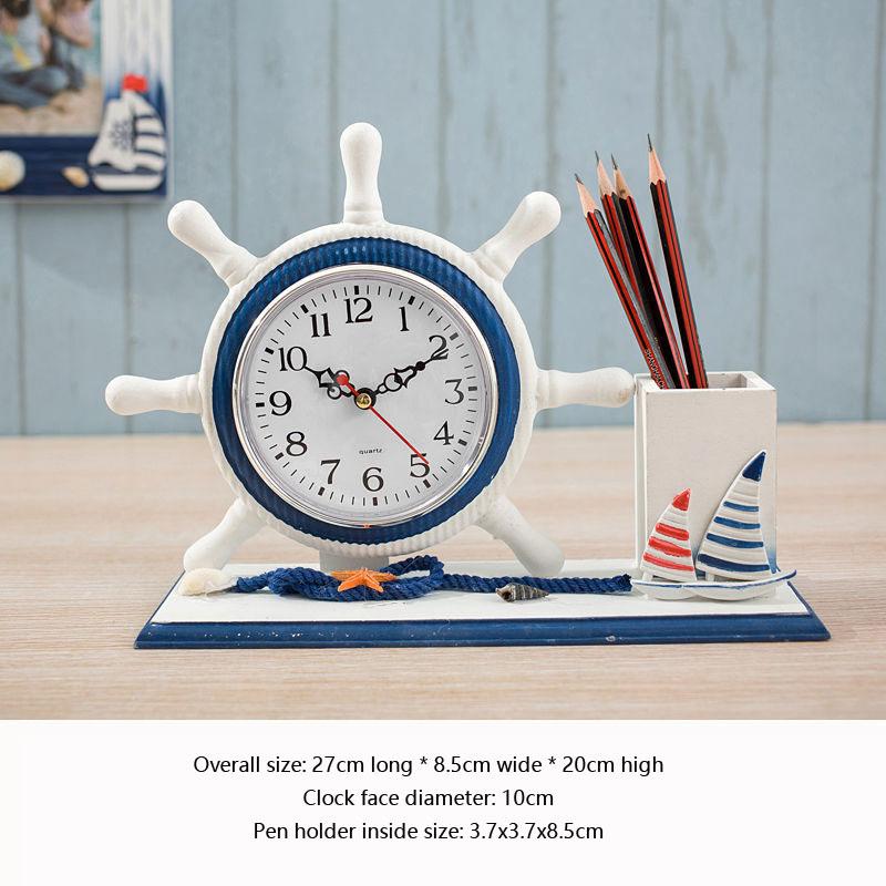 Mediterranean Style Desktop Clock Ornaments European Living Room Bedroom Bedside Desk Clock Office Desktop Home Creative Clock