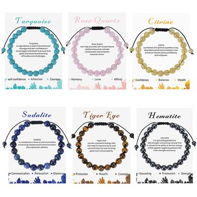 Adjustable Healing Amethysts Bracelets For Women Men Natural Stone 8mm Beads Braided Bracelet Stress Relief Anxiety