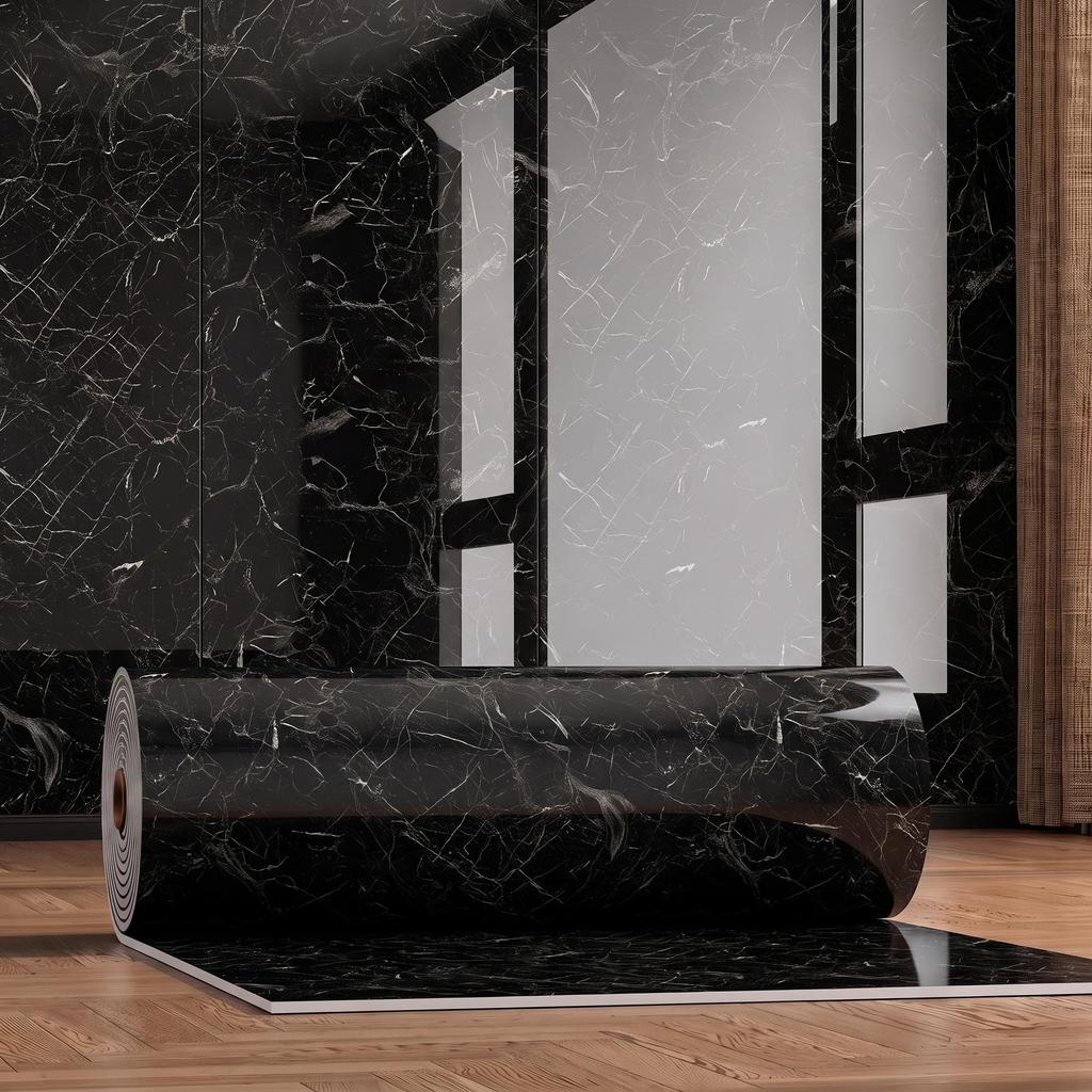 Gold-Plated Marble-Style Waterproof Wall Stickers for TV Backgrounds