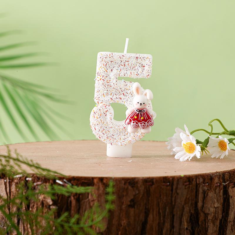 Creative Cute Rabbit Number Candle for Birthday Cake Decoration