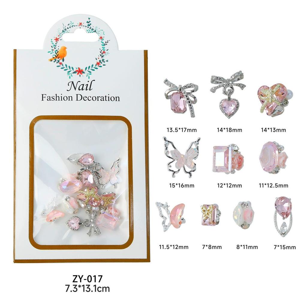 Nail Art Accessories: Alloy Rhinestone Set with Bow, Heart, Fishtail DIY Decorations