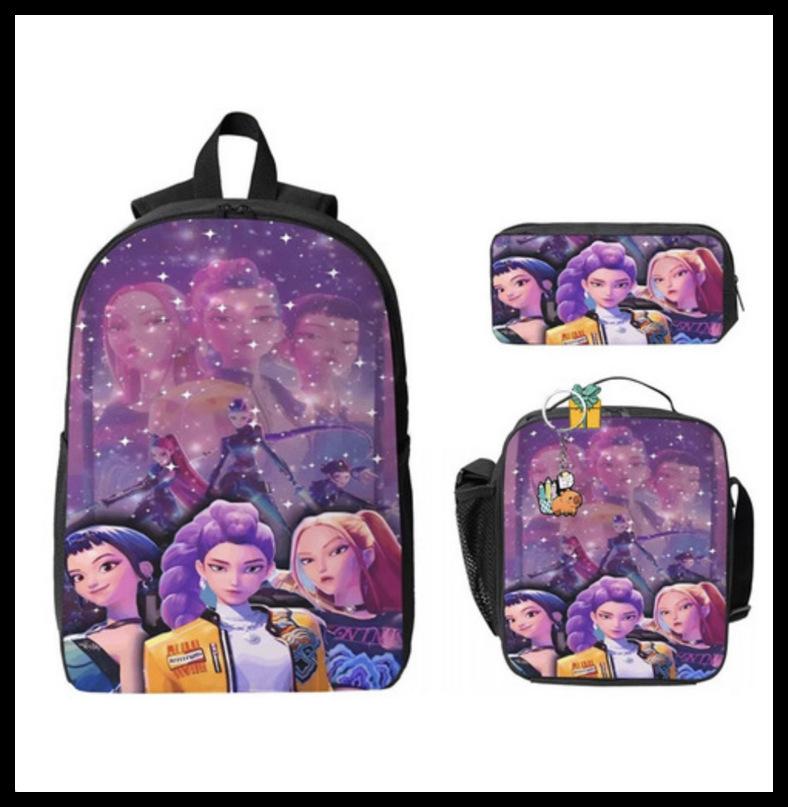 Student Schoolbag Three-Piece Girl Large-Capacity Middle School Student Backpack