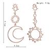Women Stylish Sun Moon Asymmetric Earrings Simple Long Tassel Earrings