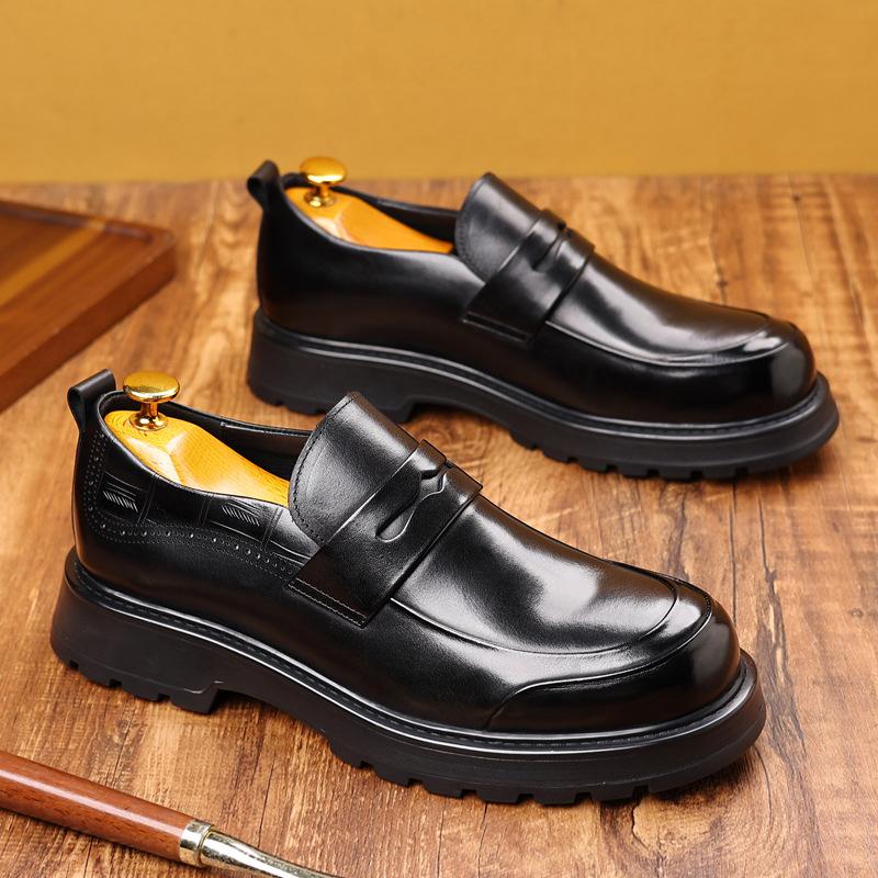 Men'S Doudou Shoes One Pedal Loafers Men'S Leather Business Casual Platform Leather Shoes