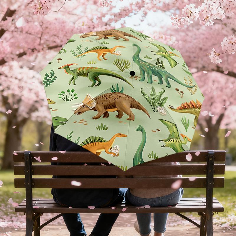 1PC dinosaur patternAutomatic Open/Close Umbrella with Windproof, 8-Rib Sturdy Canopy, Durable Ribs, Fashionable Design, Outdoor Accessory, Fun Prin,