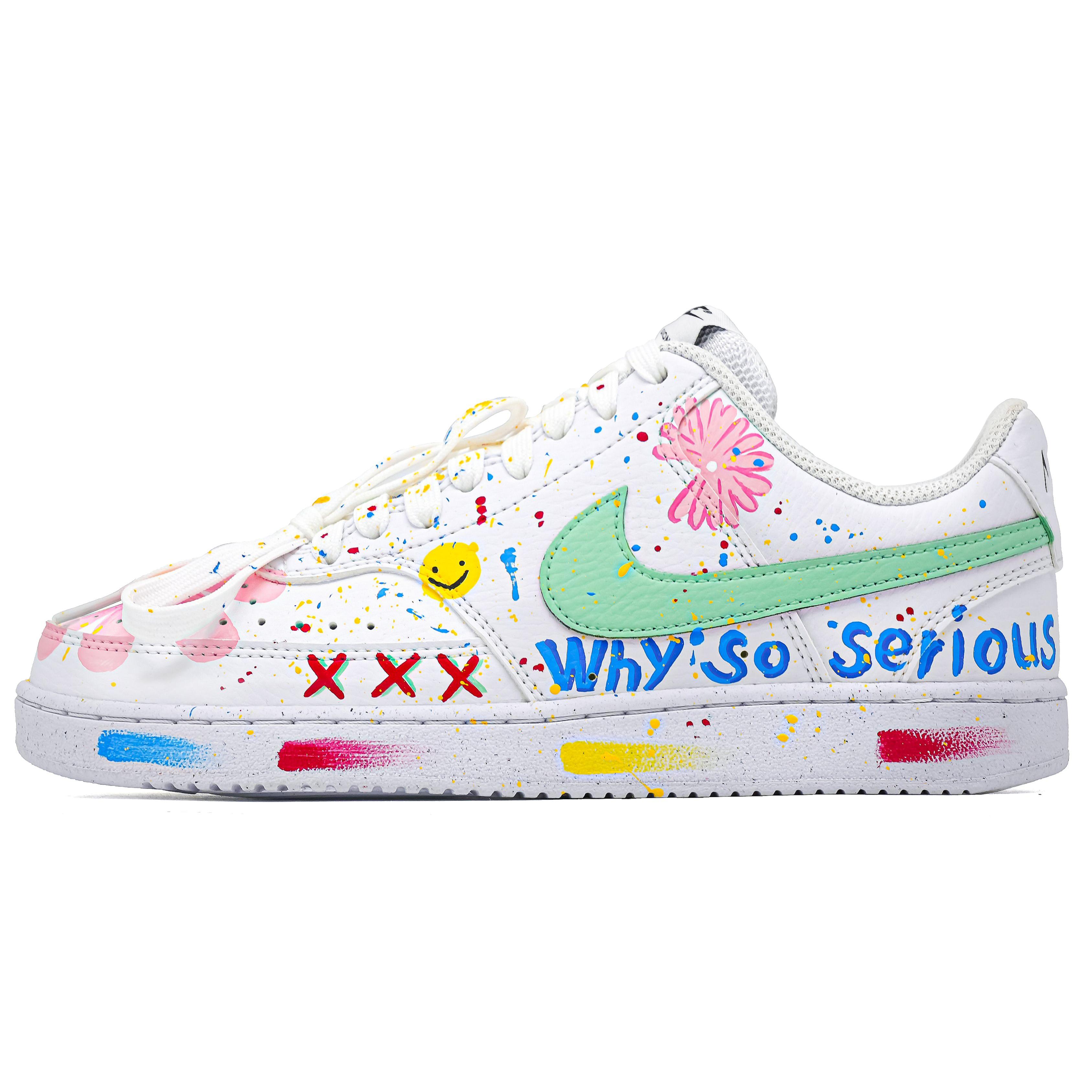 

Nike Court Vision Low Mood Kaleidoscope Lightweight Low top Skateboard Shoes Unisex White Green DH2987-101(Team241-) 42