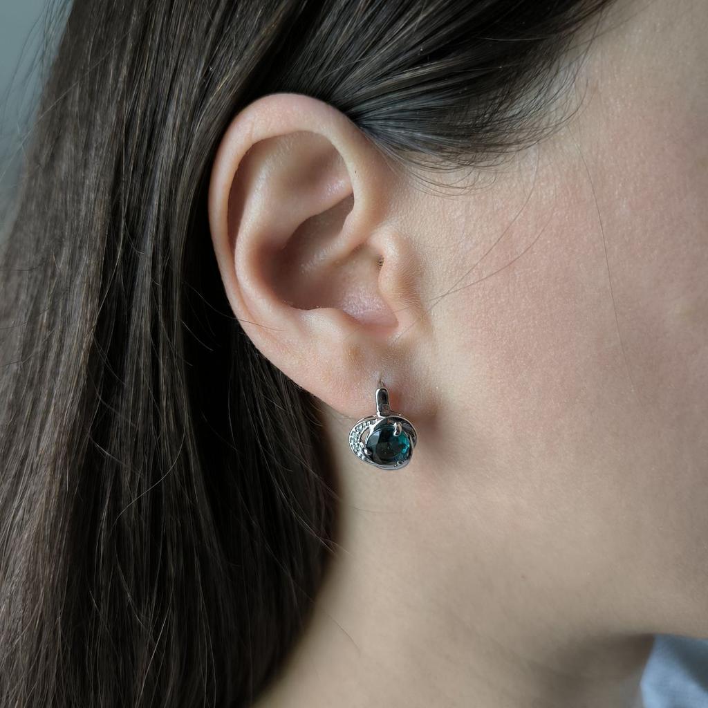 Cercei din argint cu topaz London Blue 2.185ct, fianite (2177951)