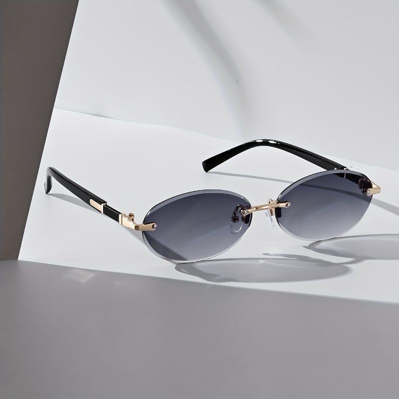 

2 пары модных безободковых солнцезащитных очков женские овальные ретро маленького размера металлические солнцезащитные очки для улицы повседневные для отпуска UV400