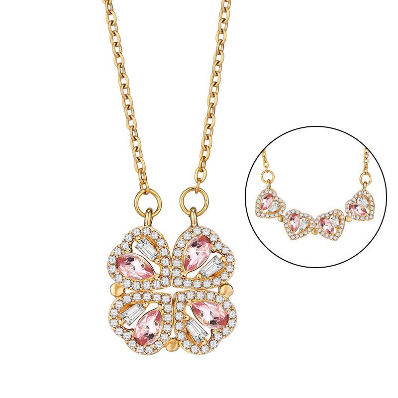 

Four Leaf Elegant Clover Necklace For Women In Beautiful Rose Gold And Platinum Color Options New Pink Clover