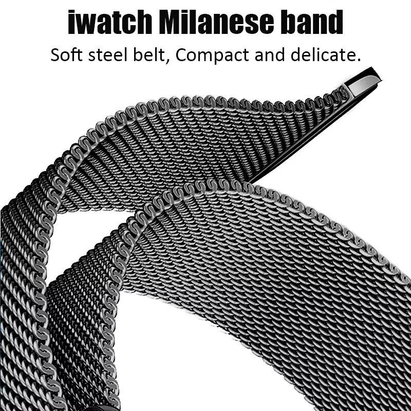Case+Metal Milanese bands For Apple Watch Band 44mm 38mm-42mm-40mm Magnetic Loop iwatch Series 9 8 7 6 5 4 3 SE 45mm 41mm Strap